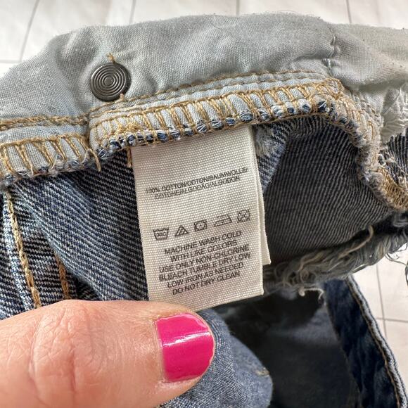 Free People Shorts Womens 27 Blue Denim Cut Off Distressed Raw Hem Boho Western - Picture 4 of 9